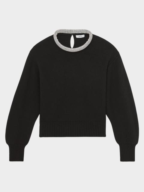 REISS Wool-Blend Necklace-Trim Sweater