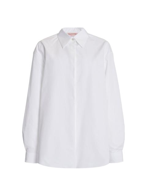 Cotton Poplin Button-Up Shirt white