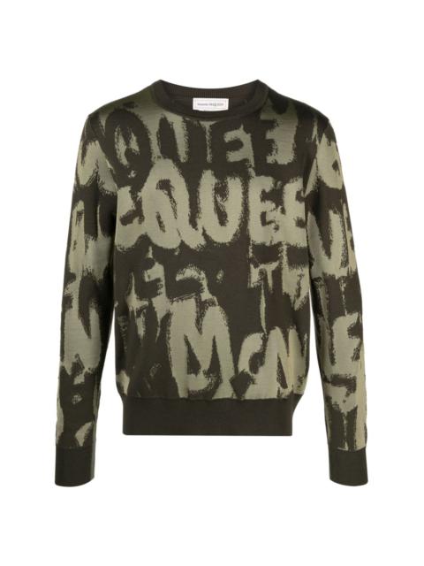 Alexander McQueen intarsia-knit logo wool blend jumper