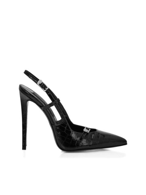 PHILIPP PLEIN 120mm crocodile-effect slingback pumps