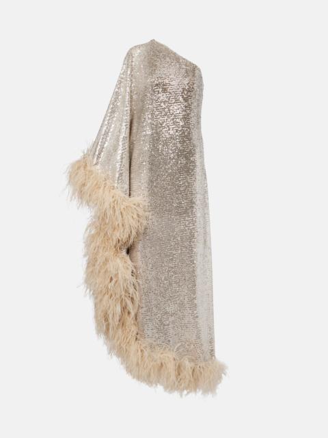Taller Marmo Ubud feather-trimmed sequined gown