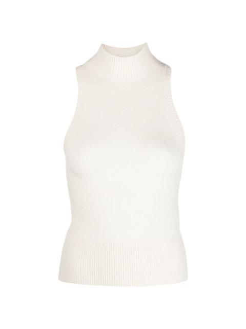 PATOU mock-neck sleeveless knitted top