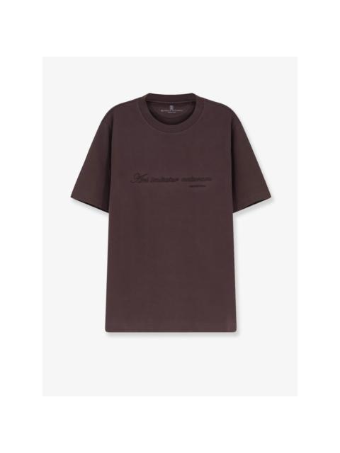 Brunello Cucinelli BRUNELLO CUCINELLI $890 Embroidered Print T-Shirt Brown New