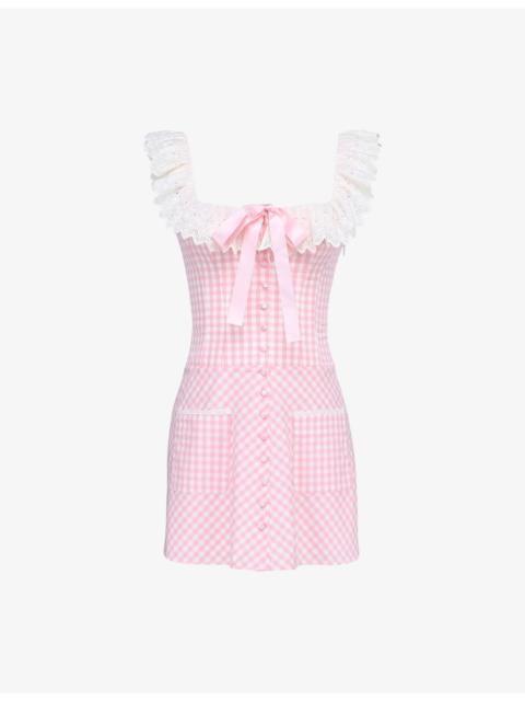 House of CB Astra Gingham Stretch-Cotton Mini Dress