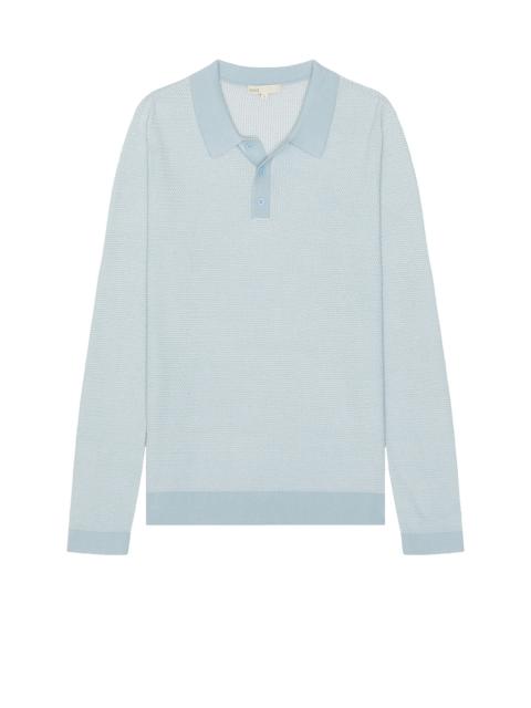 onia Cotton Textured Knit Long Sleeve Polo