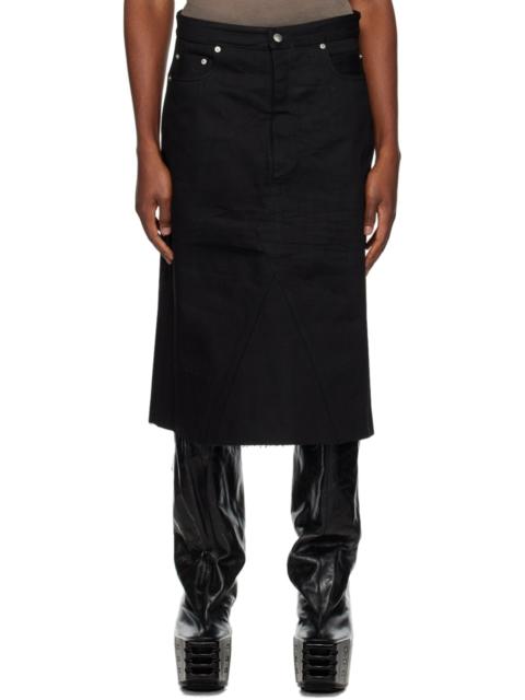 Rick Owens Black Godet Denim Skirt