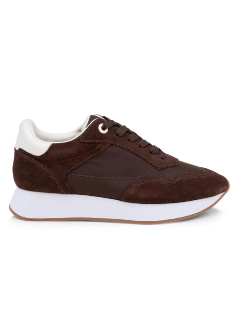 L'AGENCE Women's Deepa Suede & Mesh Low-Top Sneakers - Chocolate