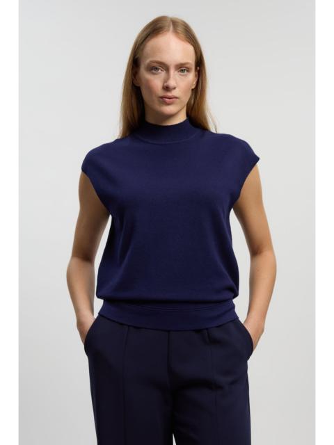 KAREN MILLEN Viscose Blend High Neck Knitted Tank Top