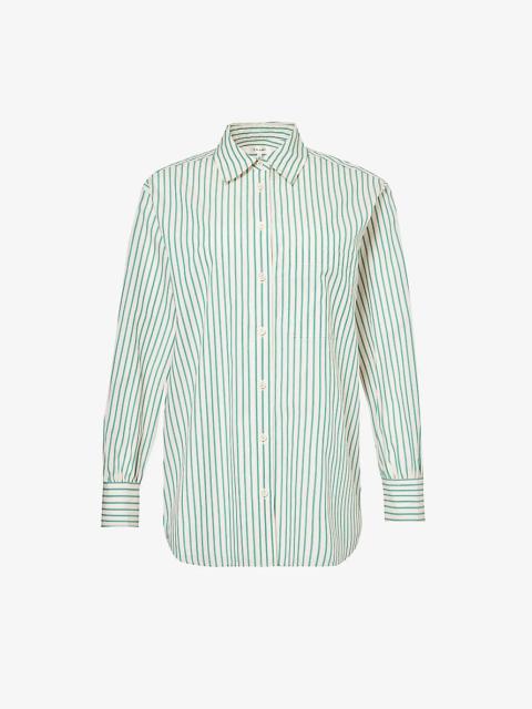 FRAME Stripe-print oversized cotton shirt