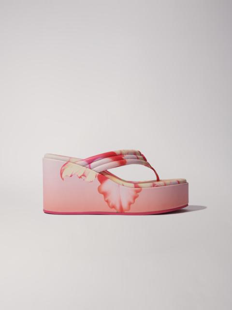 maje Flower print wedge sandals