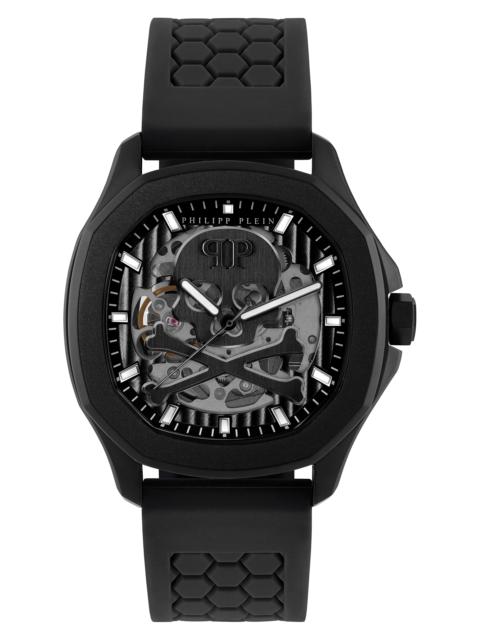 Skeleton Spectre Silicone Strap Watch, 42mm