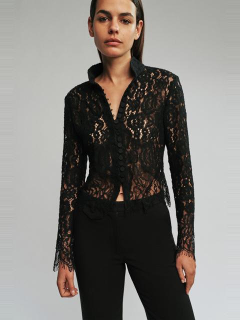 BARDOT Remly Button Front Lace Top In Black
