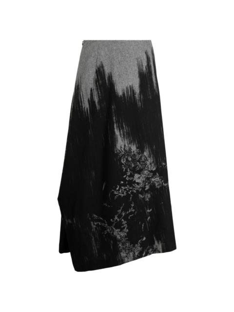 Y's abstract-pattern draped skirt