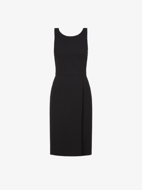 Short dress in crêpe de laine with graphic neckline