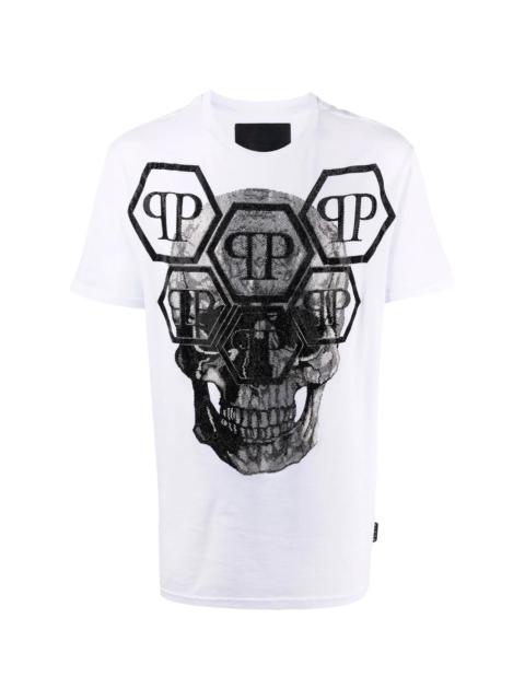 PHILIPP PLEIN crystal skull logo T-shirt