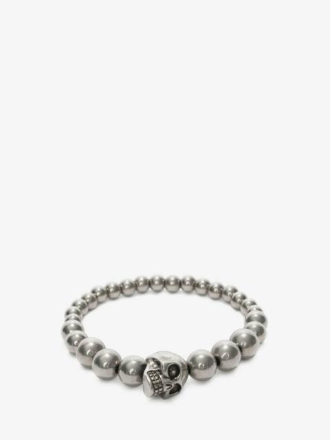 Alexander McQueen Men's Skull Multibeaded Bracelet in Silver