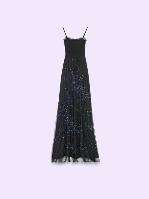 GUCCI Silk gauze dress with sequins