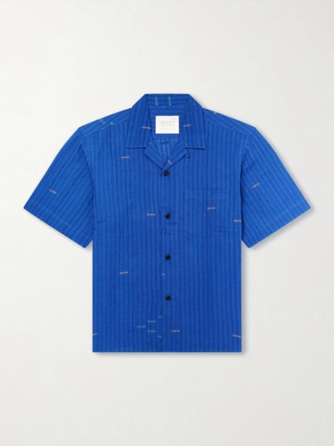 KARDO Ronald Convertible-Collar Embroidered Striped Cotton Shirt