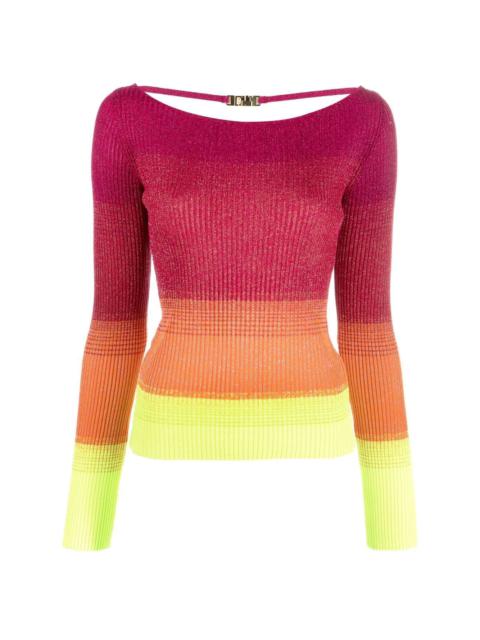 colour-block ribbed-knit jumper