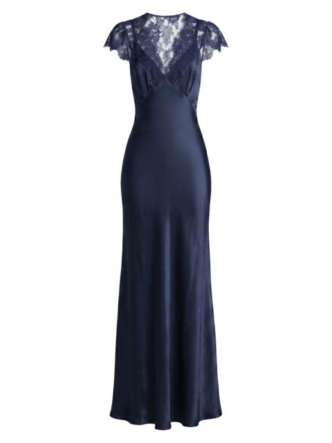 TWP Women's Floral Laced Silk-Blend Column Gown - Midnight