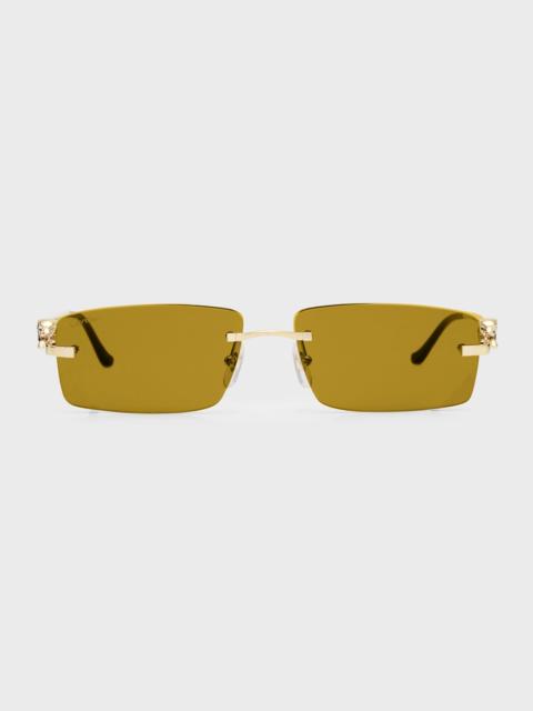 Cartier Men's Rimless Metal Rectangle Sunglasses