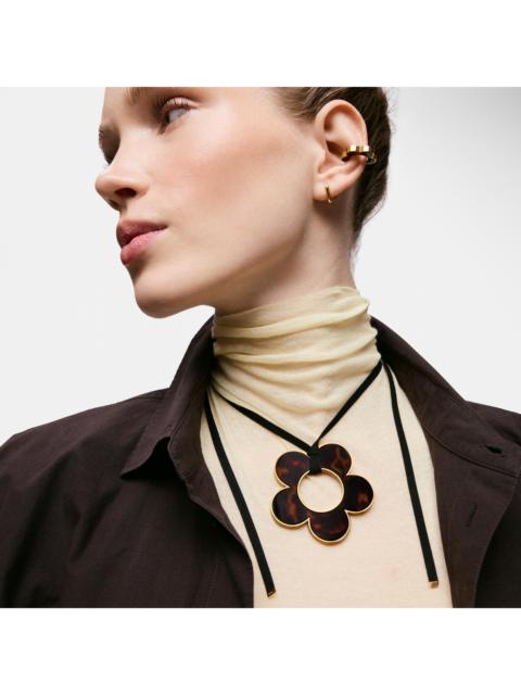 TOUS 60 mm gold-colored steel, tortoiseshell resin and black cord flower Necklace TOUS Galaxy