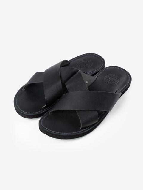 Iron Heart OGL-DRSOLE-CROSS-BLK OGL X Dr. Sole Leather Cross Sandals - Black