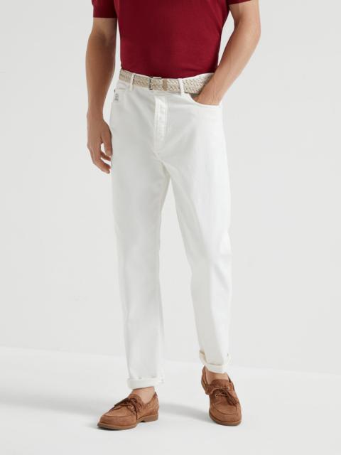 Brunello Cucinelli Garment-dyed iconic fit five-pocket trousers in comfort cotton lightweight denim