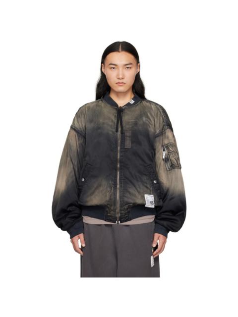 Black & Gold Distressed Flight Bomber Jacket