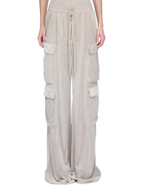 Rick Owens Shell-trimmed velvet wide-leg cargo pants Light gray