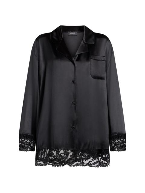 Barocco lace-trim silk shirt