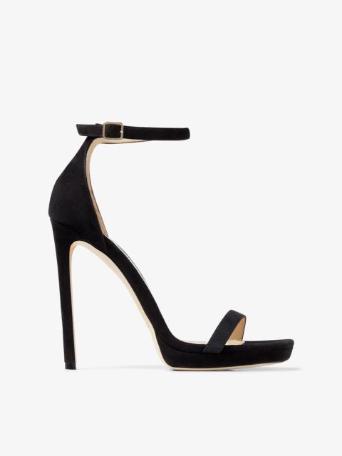 JIMMY CHOO Alva 120 Black Suede Sandals