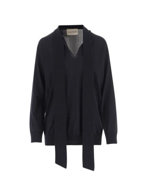 Valentino scarf-detail wool jumper