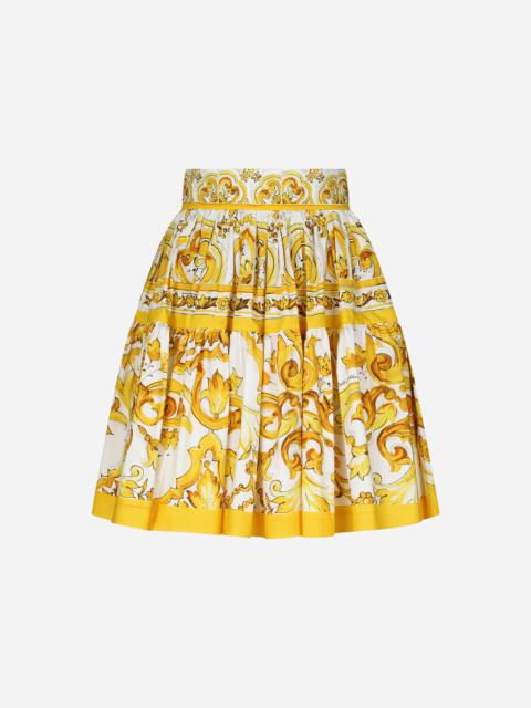 Dolce & Gabbana Short circle skirt in majolica-print cotton