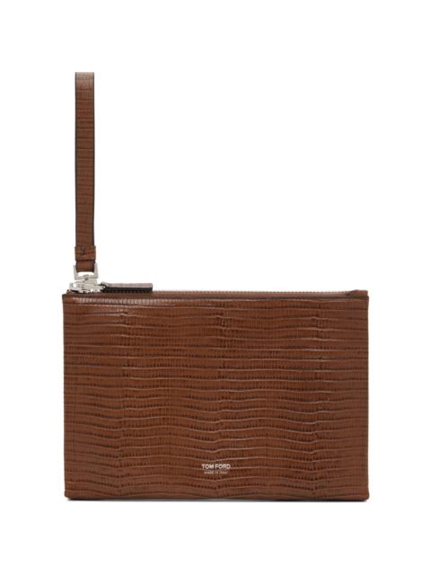 TOM FORD Brown Tejus Minimal Line Wristlet Slim Pouch