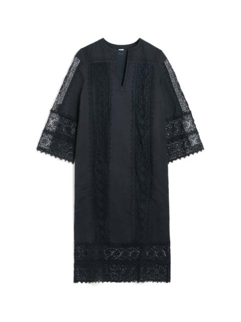 Delane Embroidered Cotton Midi Dress black