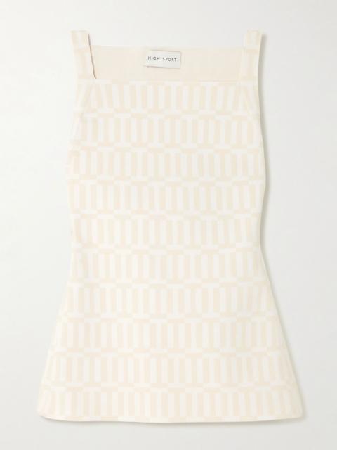 HIGH SPORT Asher cotton-blend jacquard tank Ivory