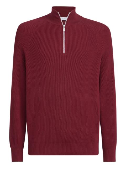 Brunello Cucinelli rib half zip jumper