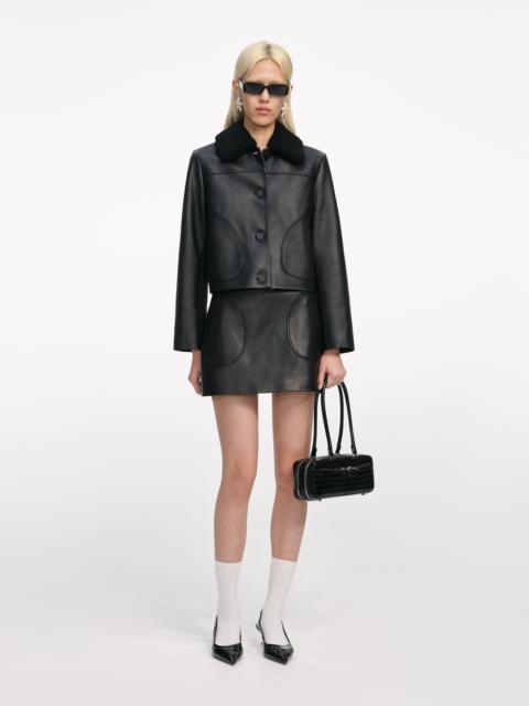 self-portrait Black Cropped Leather Jacket