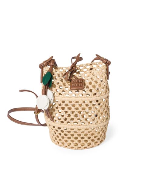 Miu Miu Women's Raffia Crochet Pouch - Beige Khaki