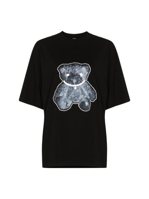 We11done Pearl Necklace Teddy cotton T-shirt