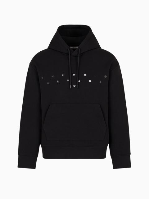 Double-jersey hooded sweatshirt with logo embroidery