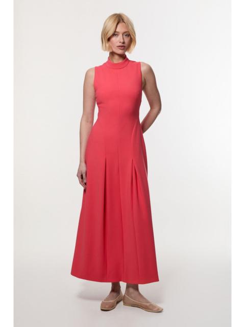 KAREN MILLEN Compact Stretch High Neck Open Back Tailored Maxi Dress
