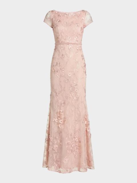 MAC DUGGAL Beaded &amp; Embroidered Lace Gown