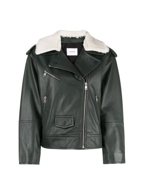 off-centre leather jacket