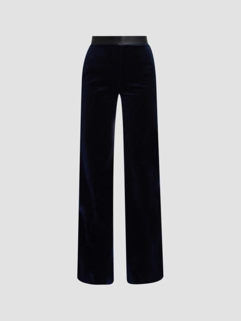 Victoria Beckham Women's Alina Cotton-Blend Velvet Wide-Leg Trousers - Midnight