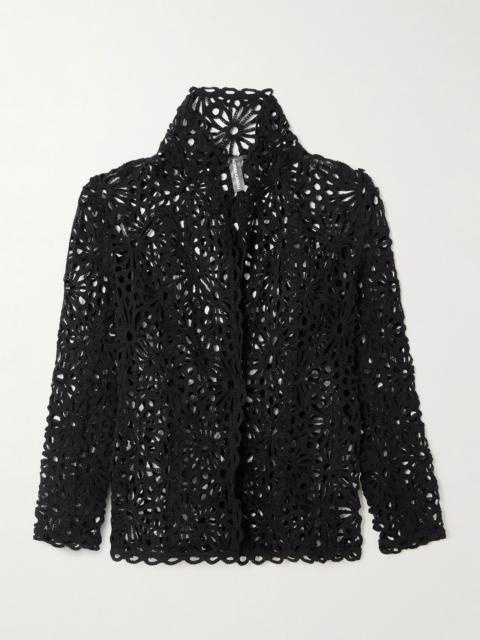 NORMA KAMALI Cotton-blend open-knit jacket Black