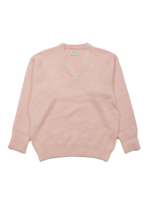 The Real McCoys MC23109 JM Mohair V-Neck Sweater Flamingo