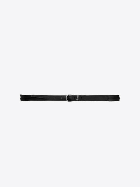 SAINT LAURENT croissant de lune buckle thin belt in vegetable-tanned leather