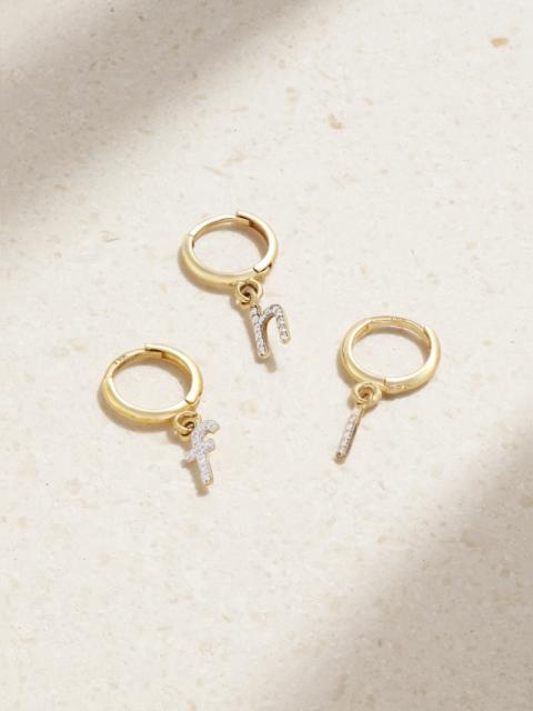STONE AND STRAND Initial Gold Diamond Single Earring